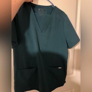 Figs Teal V-Neck Medical Scrub Top